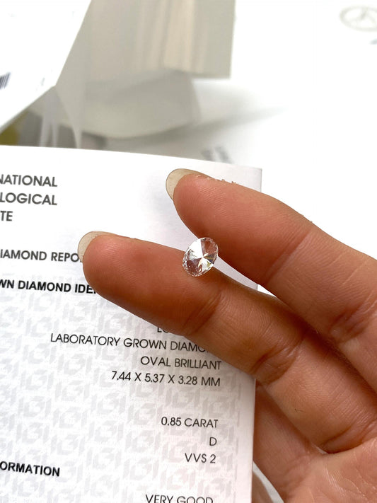 0.85 ct Oval D / VVS2 VG & EX Lab-Grown Diamond just 500 usd