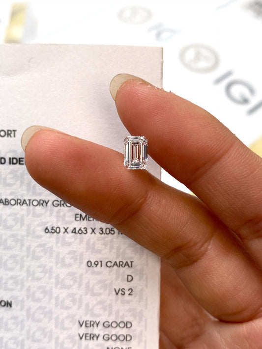 0.91 ct Emerald Cut D / VS2 VG & VG Lab-Grown Diamond just 430 usd