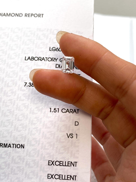 1.51 ct Emerald Cut D / VS1 2EX Lab-Grown Diamond just 858 usd