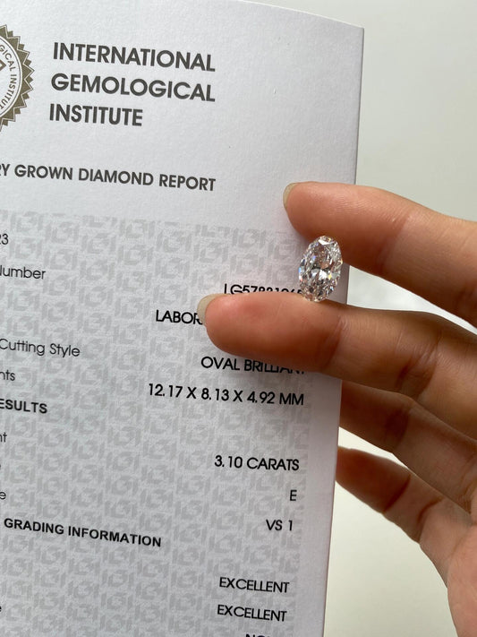 3.10 ct Oval E / VS1 2EX Lab-Grown Diamond just 2575 usd