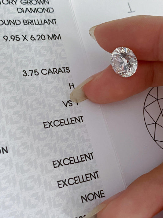 3.75 ct Round H / VS1 3EX Lab-Grown Diamond