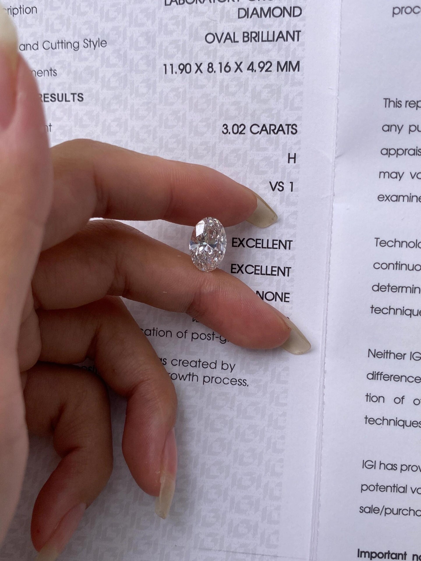 3.02 ct H / VS1 Lab-Grown Diamond