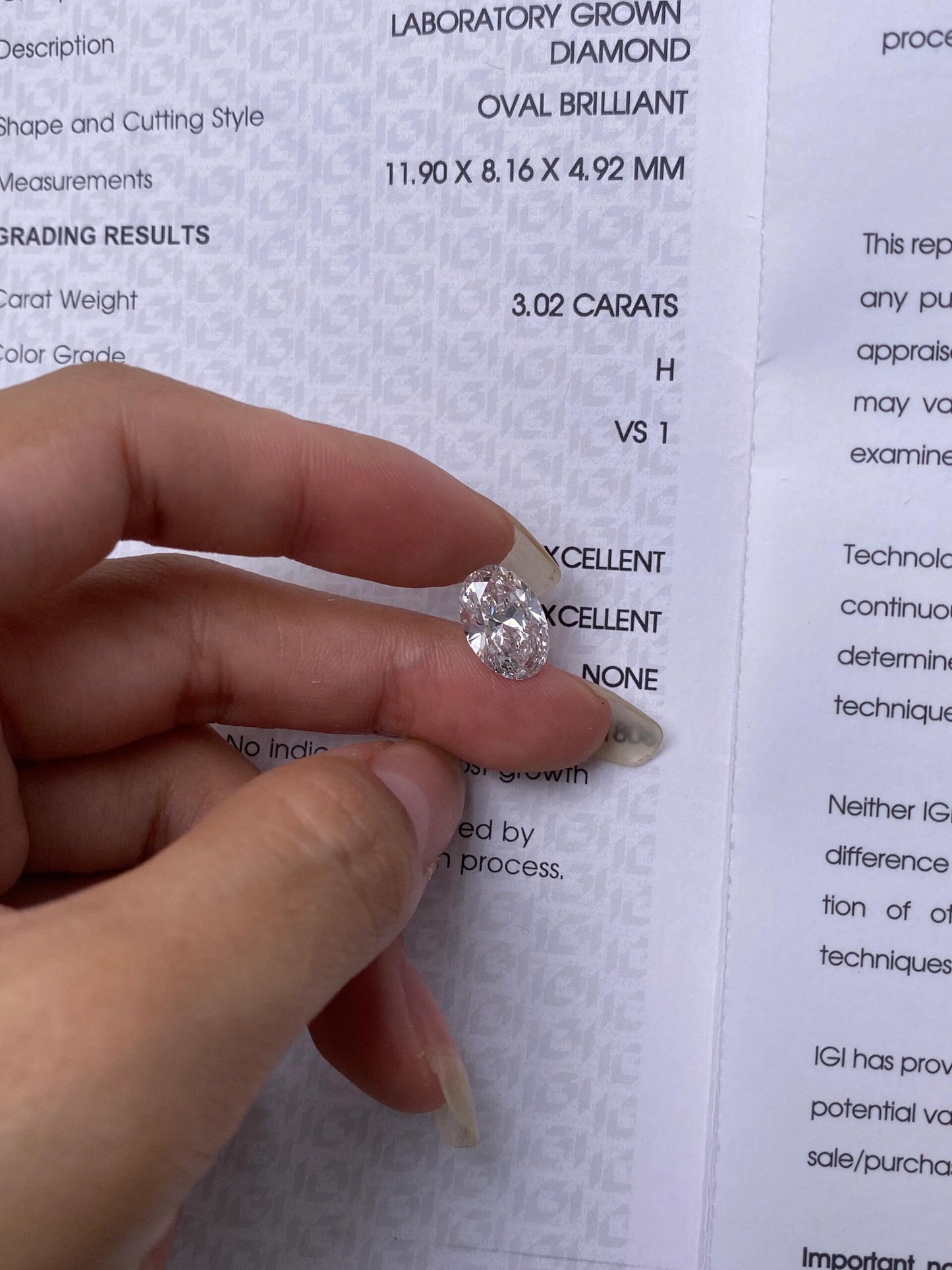 3.02 ct H / VS1 Lab-Grown Diamond