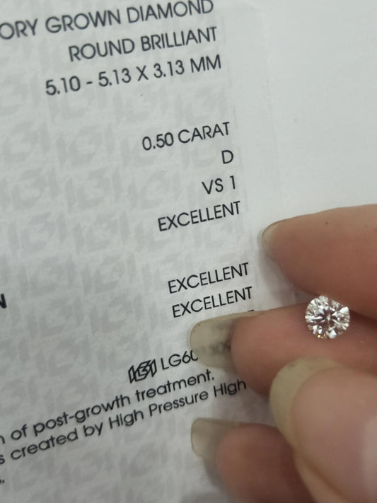 0.50 ct Round D / VS1 3EX Lab-Grown Diamond just 340 usd