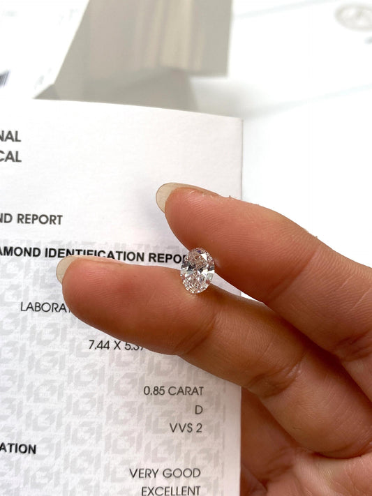 0.85 ct Oval D / VVS2 VG & EX Lab-Grown Diamond just 500 usd
