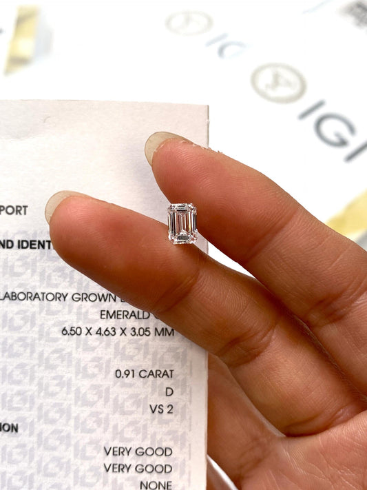 0.91 ct Emerald Cut D / VS2 VG & VG Lab-Grown Diamond just 430 usd