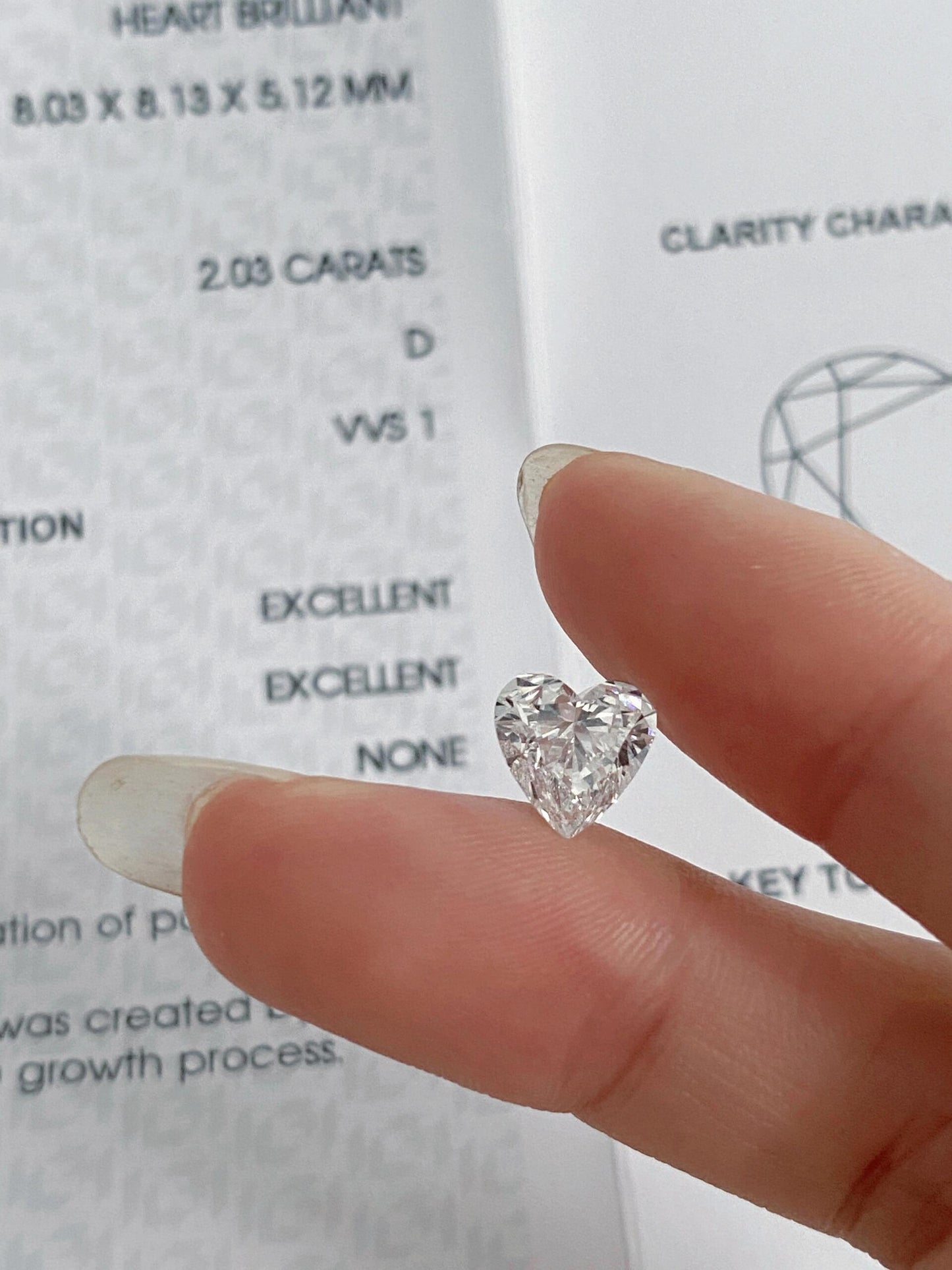 2.03 ct Heart Cut D / VVS1 2EX Lab-Grown Diamond