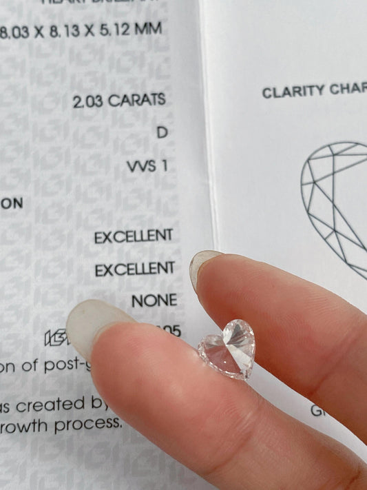 2.03 ct Heart Cut D / VVS1 2EX Lab-Grown Diamond