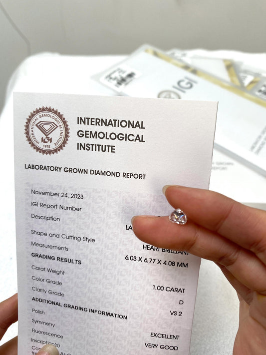 1.00 ct Heart Cut D / VS2 EX & VG Lab-Grown Diamond just 500 usd