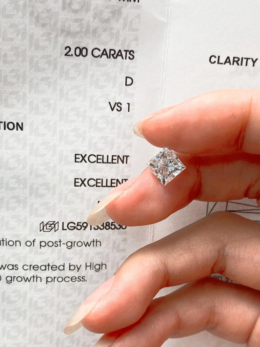 2.00 ct Princess Cut D / VS1 3EX Lab-Grown Diamond