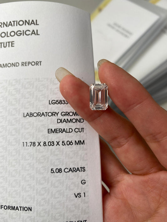 5.08 ct Emerald Cut G / VS1 2EX Lab-Grown Diamond