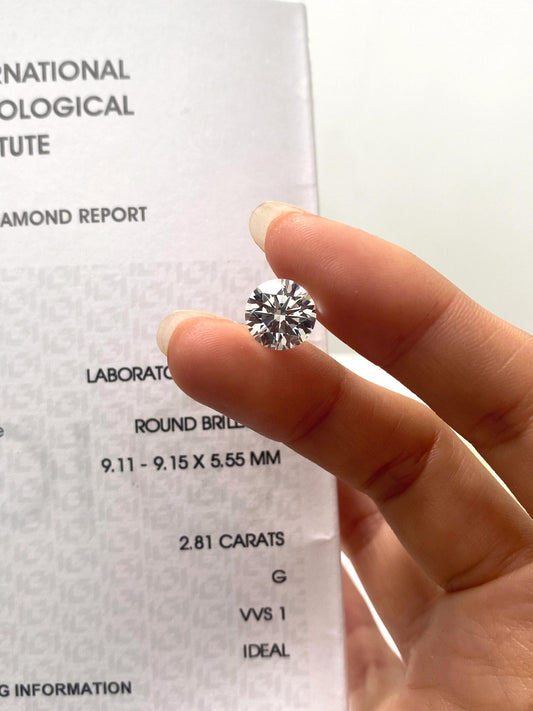2.81 ct G / VVS1 Ideal Cut Lab-Grown Round Diamond just 1458 usd