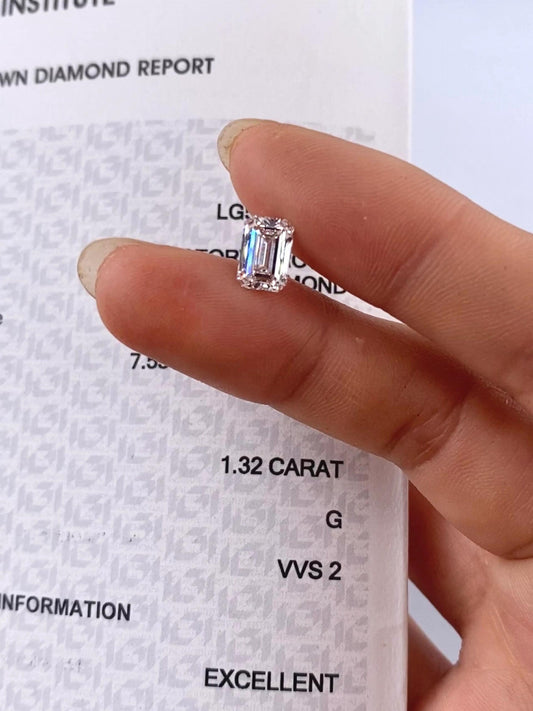 1.32 ct Emerald Cut G / VVS2 2EX Lab-Grown Diamond