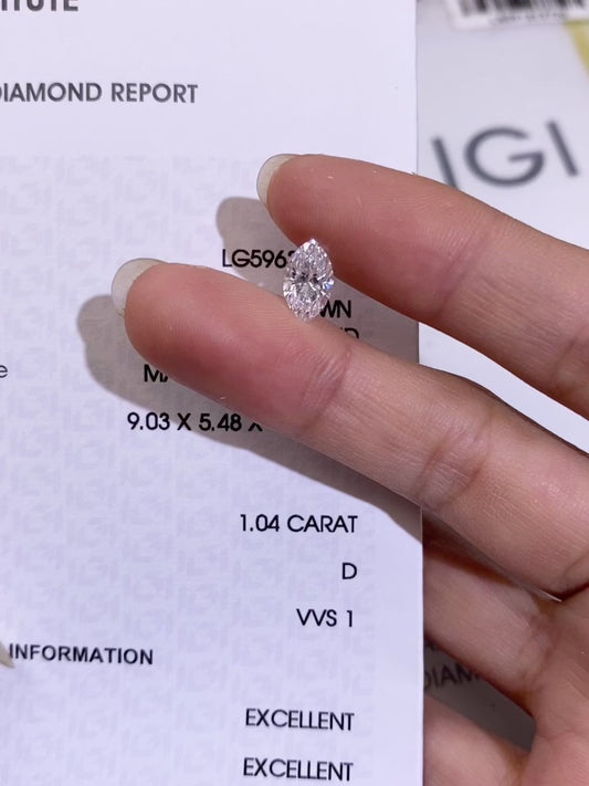 1.04 ct D / VVS1 2EX Lab-Grown Diamond