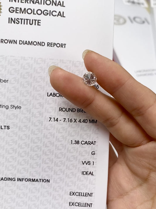 1.38 ct Round G / VVS1 Ideal Lab-Grown Diamond just 558 usd