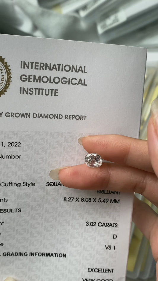 3.02 ct D / VS1 VG & EX Lab-Grown Diamond just 1415 usd