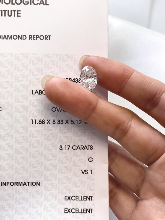 3.17 ct Oval G / VS1 2EX Lab-Grown Diamond just 1558 usd