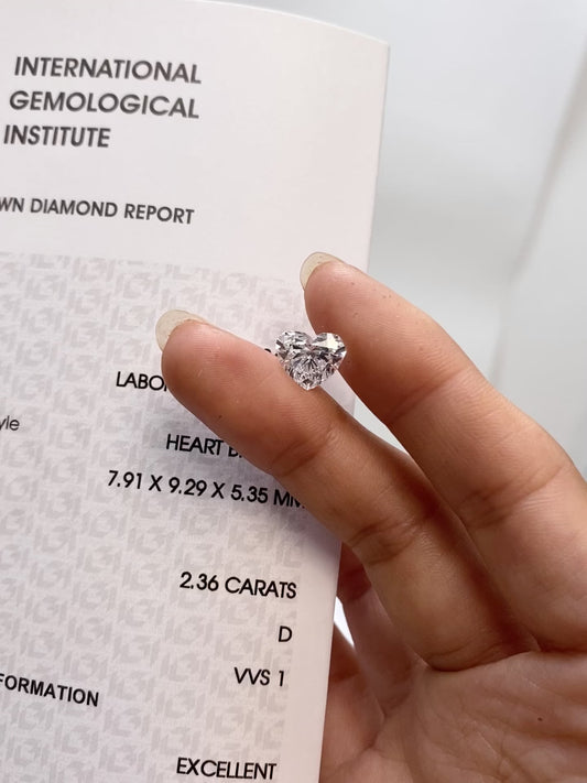 2.36 ct Heart Cut D / VVS2 2EX Lab-Grown Diamond just 1845 usd