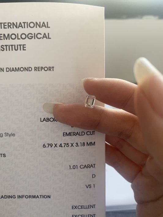 1.01 ct Emerald Cut D / VS1 2EX Lab-Grown Diamond just 570 usd