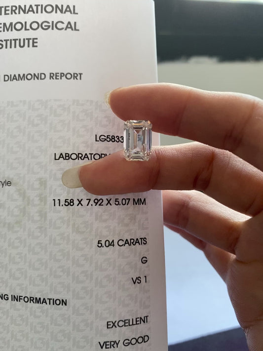 5.04 ct Emerald Cut G / VS1 EX & VG Lab-Grown Diamond just 3000
