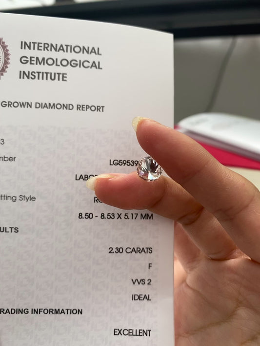 2.30 ct Round F / VVS2 Ideal Lab-Grown Diamond just 1285 usd