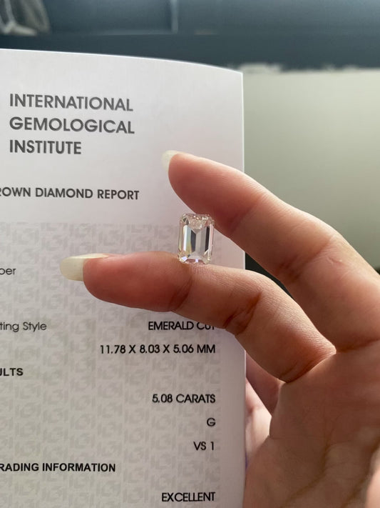 5.08 ct Emerald Cut G / VS1 2EX Lab-Grown Diamond