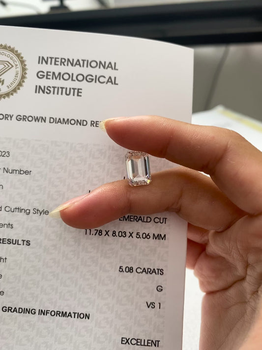 5.08 ct Emerald Cut G / VS1 2EX Lab-Grown Diamond
